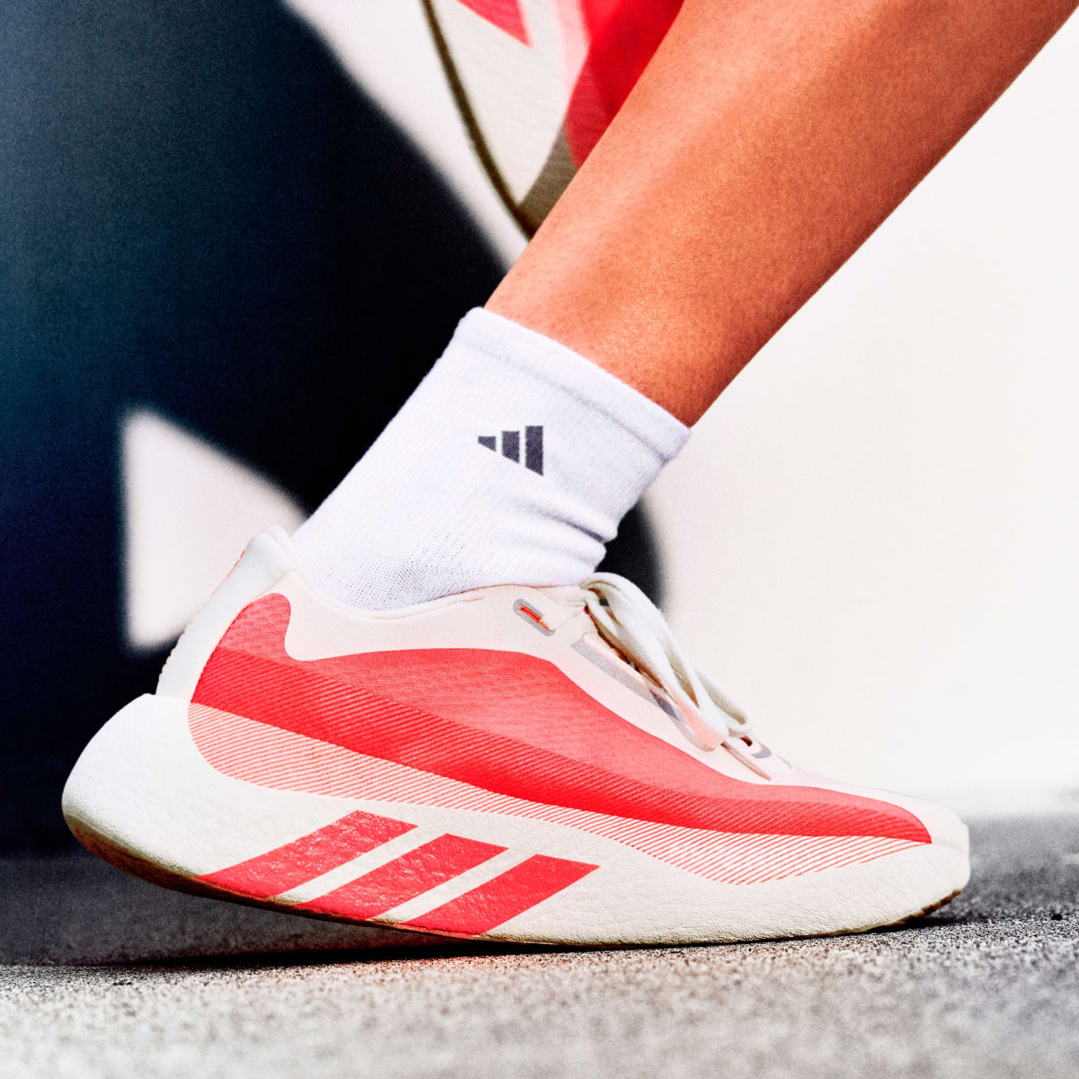 adidas Women's Hyperboost Edge Running Shoes - Hyper White / Solar Turbo / Solar Turbo
