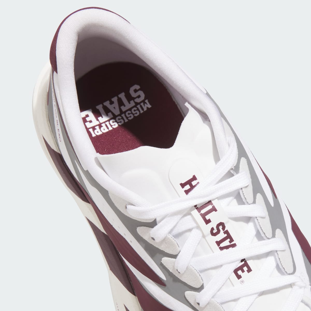 adidas Men's Mississippi Bulldogs Adizero EVO SL EXO Shoes - Cloud White / Core Black / Team Maroon