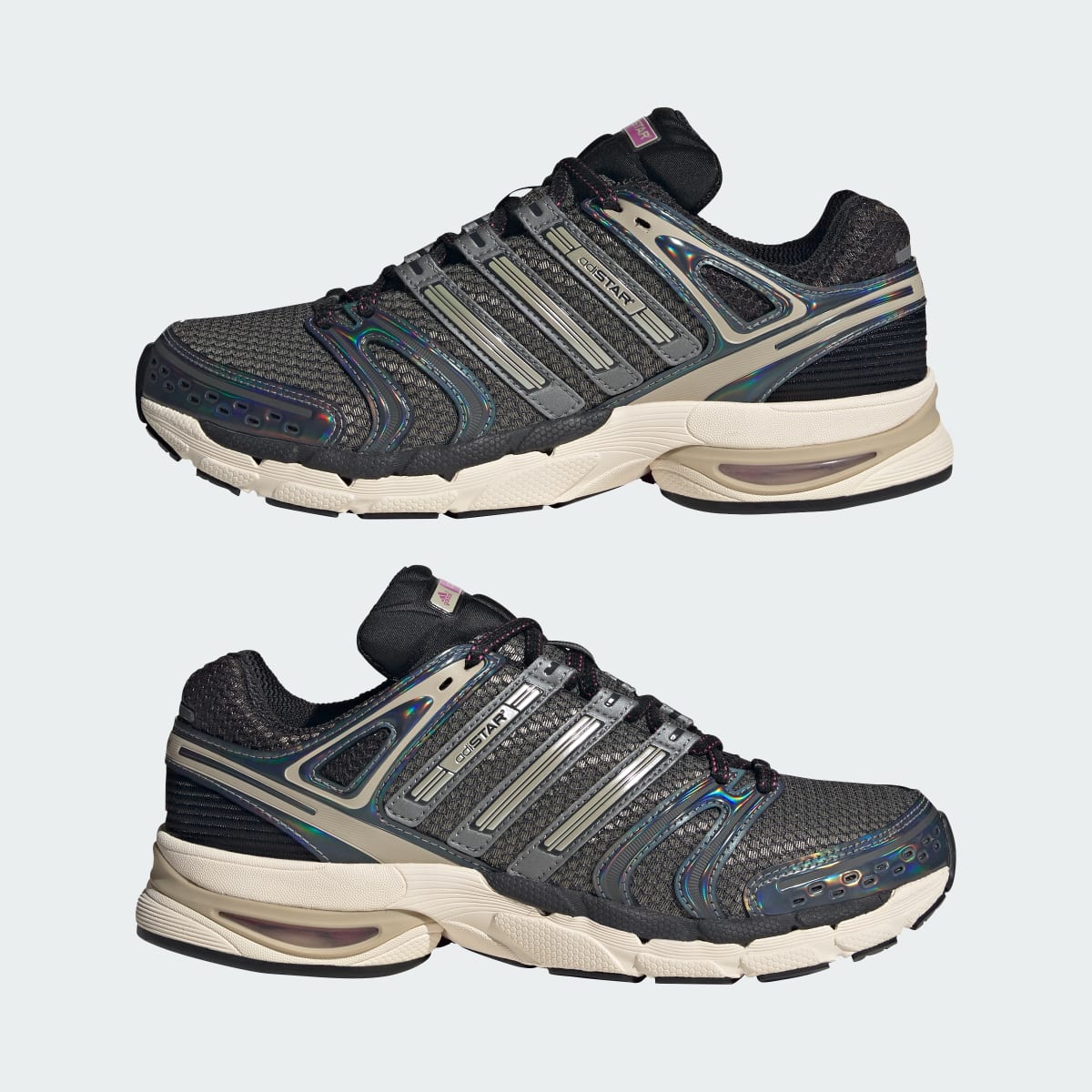 adidas Men's Adistar Control 5 Shoes - Core Black / Khaki Three / Semi Lucid Fuchsia