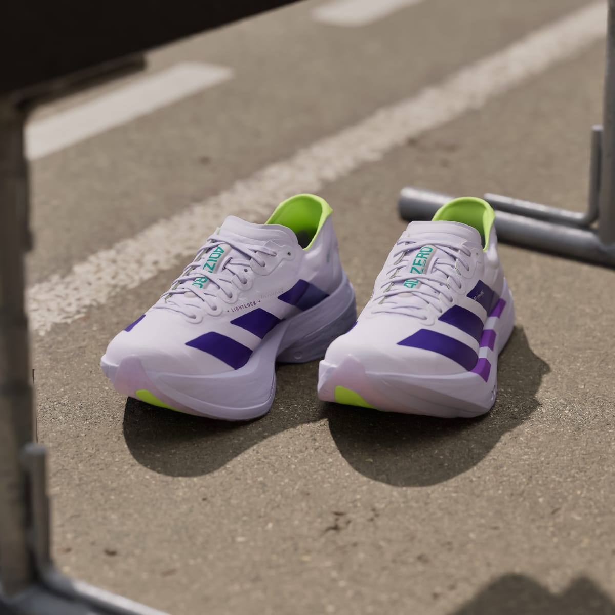 adidas Women's Adizero Adios PRO 4 Running Shoes - Purple Tint / Solar Purple / Signal Green