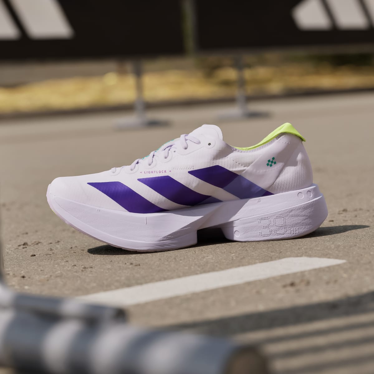 adidas Women's Adizero Adios PRO 4 Running Shoes - Purple Tint / Solar Purple / Signal Green