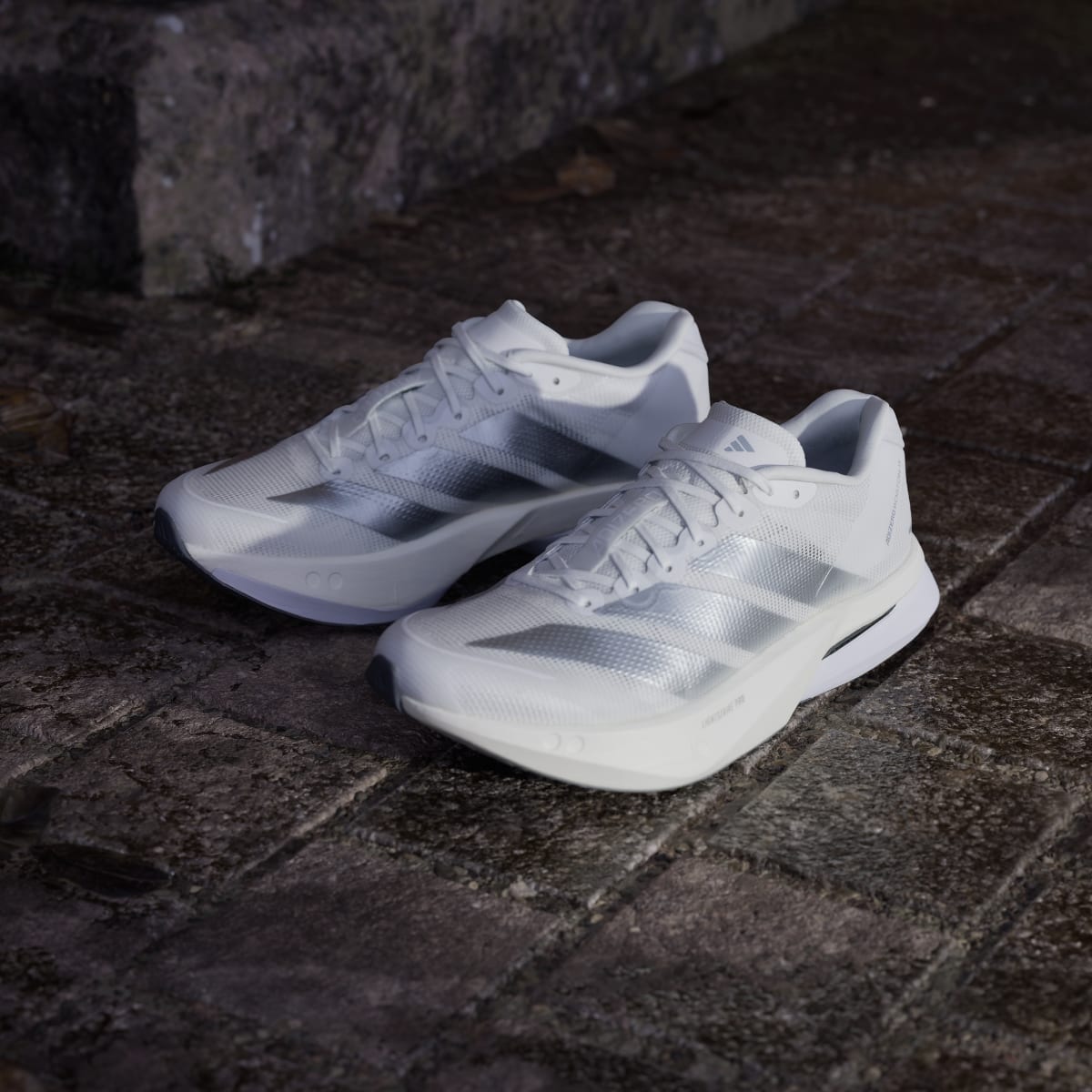 adidas Women's Adizero Boston 13 Shoes - Cloud White / Matte Silver / Dash Grey