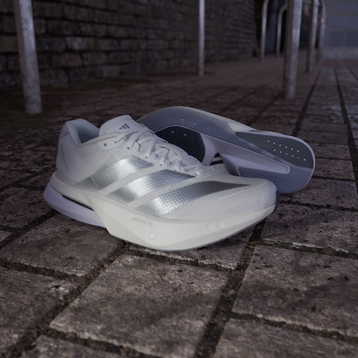 adidas Women's Adizero Boston 13 Shoes - Cloud White / Matte Silver / Dash Grey
