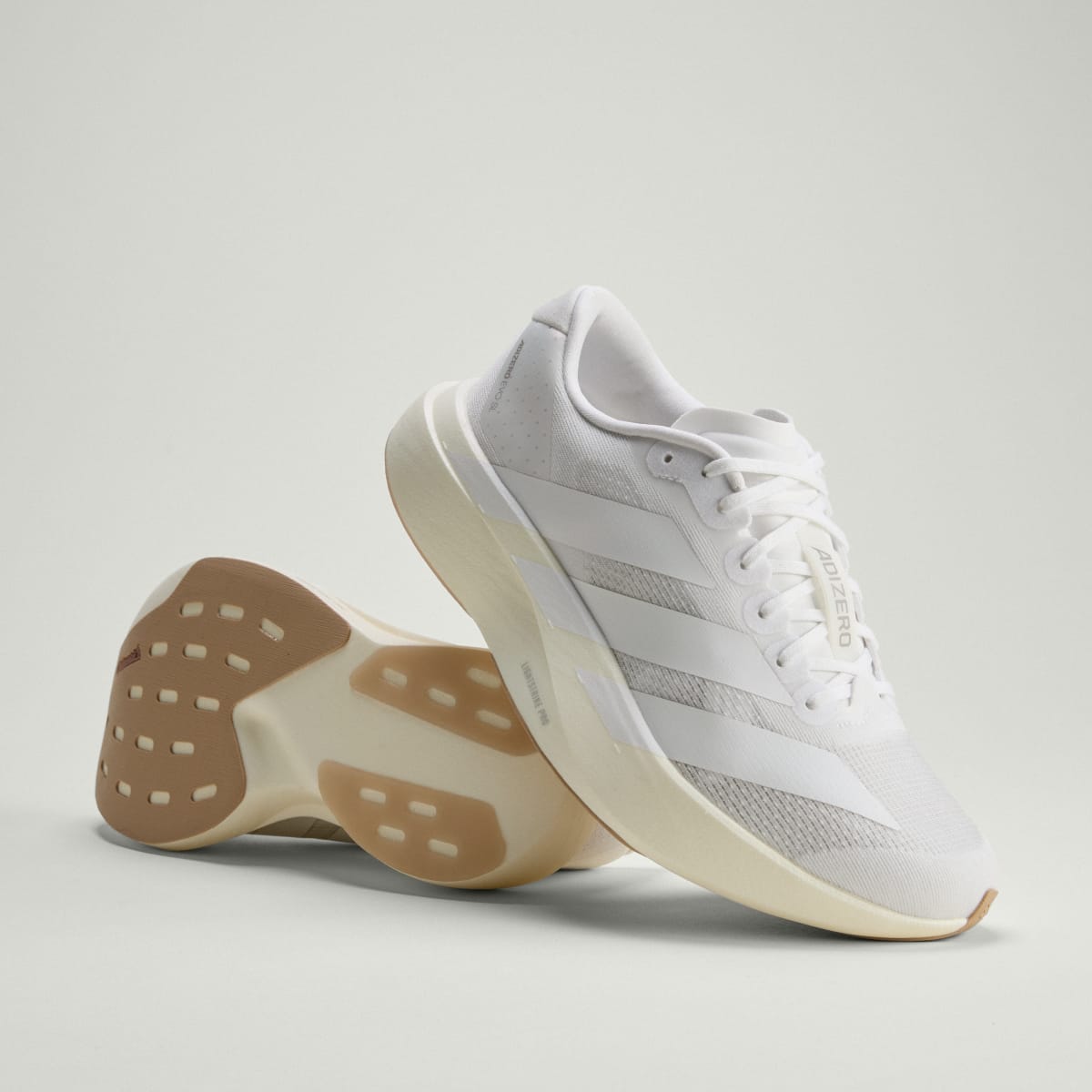 adidas Women's Adizero EVO SL Shoes - Cloud White / Cloud White / Warm Sandstone
