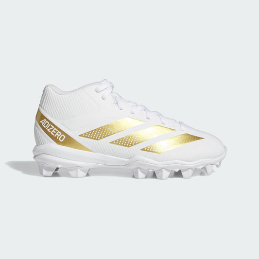 adidas Kids' Adizero Impact.2 Molded Rubber Football Cleats - Cloud White / Gold Metallic / Cloud White