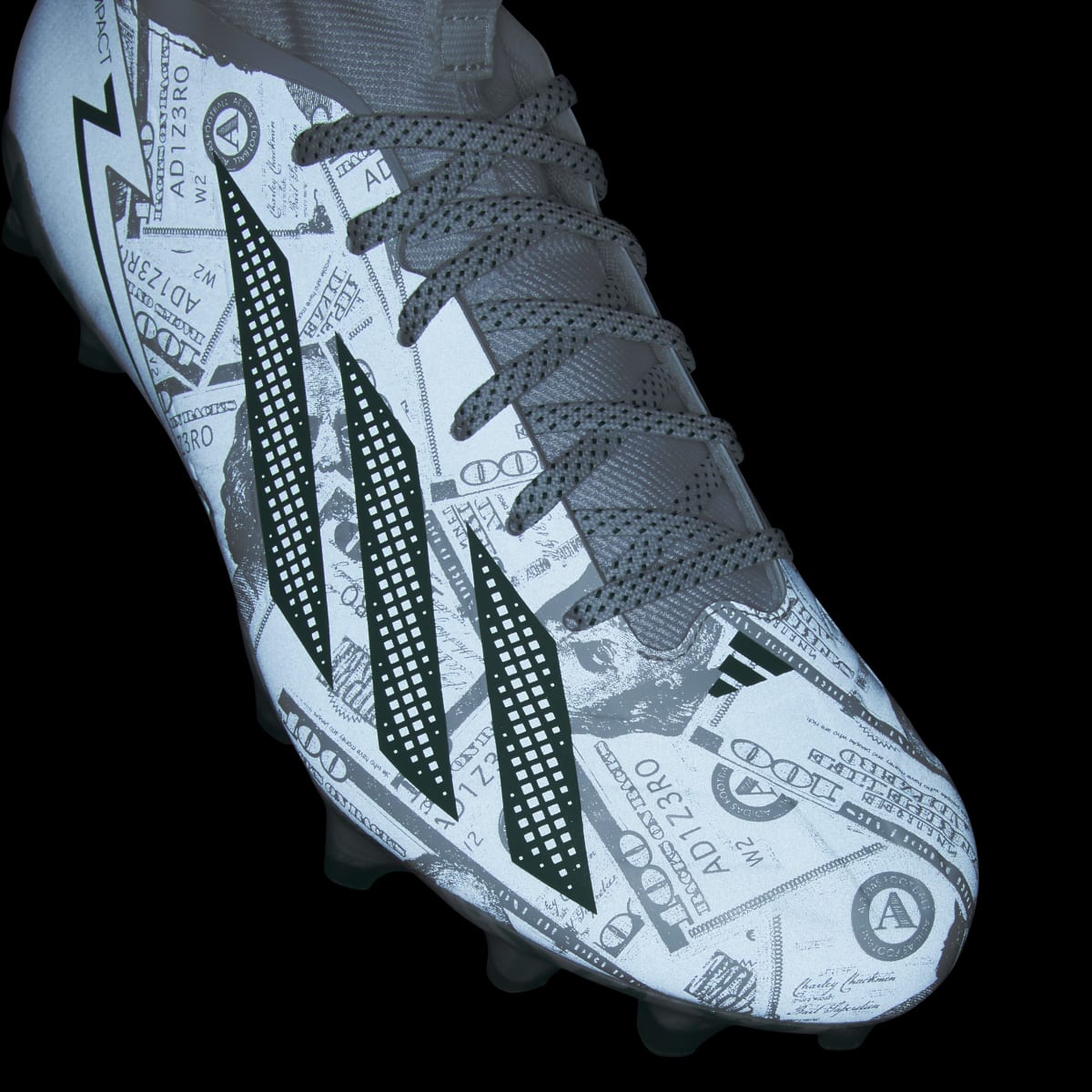adidas Men's Adizero Impact II Currency Neutral Football Cleats - Cloud White / Dark Green / Cloud White