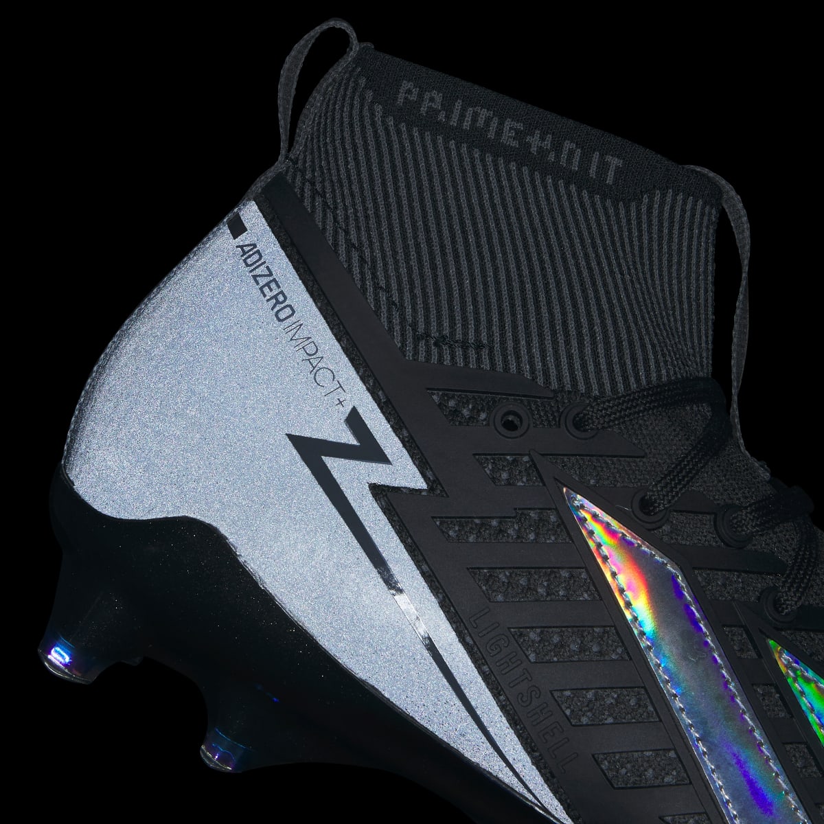 adidas Men's Adizero Impact + II Football Cleats - Core Black / Silver Metallic / Grey Six