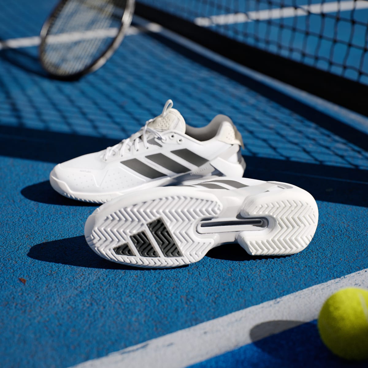 adidas Men's Adizero Ubersonic 5 Tennis Shoes - Cloud White / Core Black / Silver Metallic