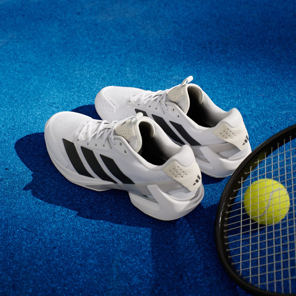 adidas Men's Adizero Ubersonic 5 Tennis Shoes - Cloud White / Core Black / Silver Metallic