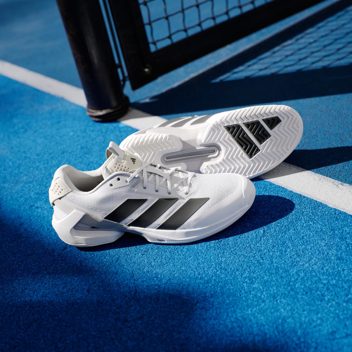 adidas Men's Adizero Ubersonic 5 Tennis Shoes - Cloud White / Core Black / Silver Metallic