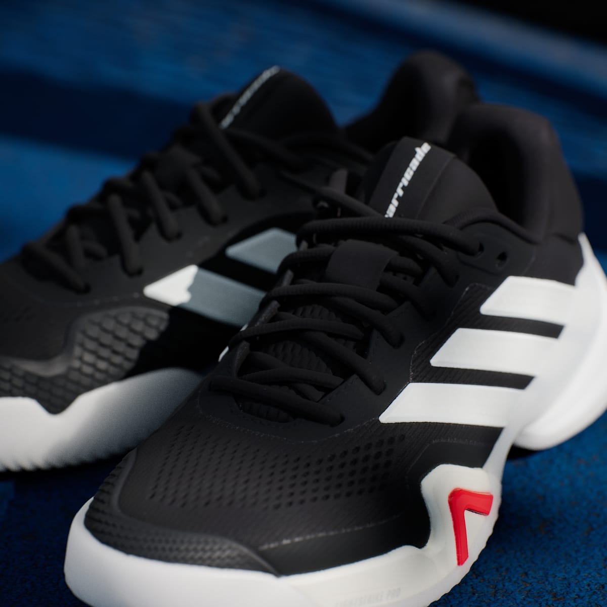 adidas Men's Barricade 14 Tennis Shoes - Core Black / Zero Metalic / Lucid Red