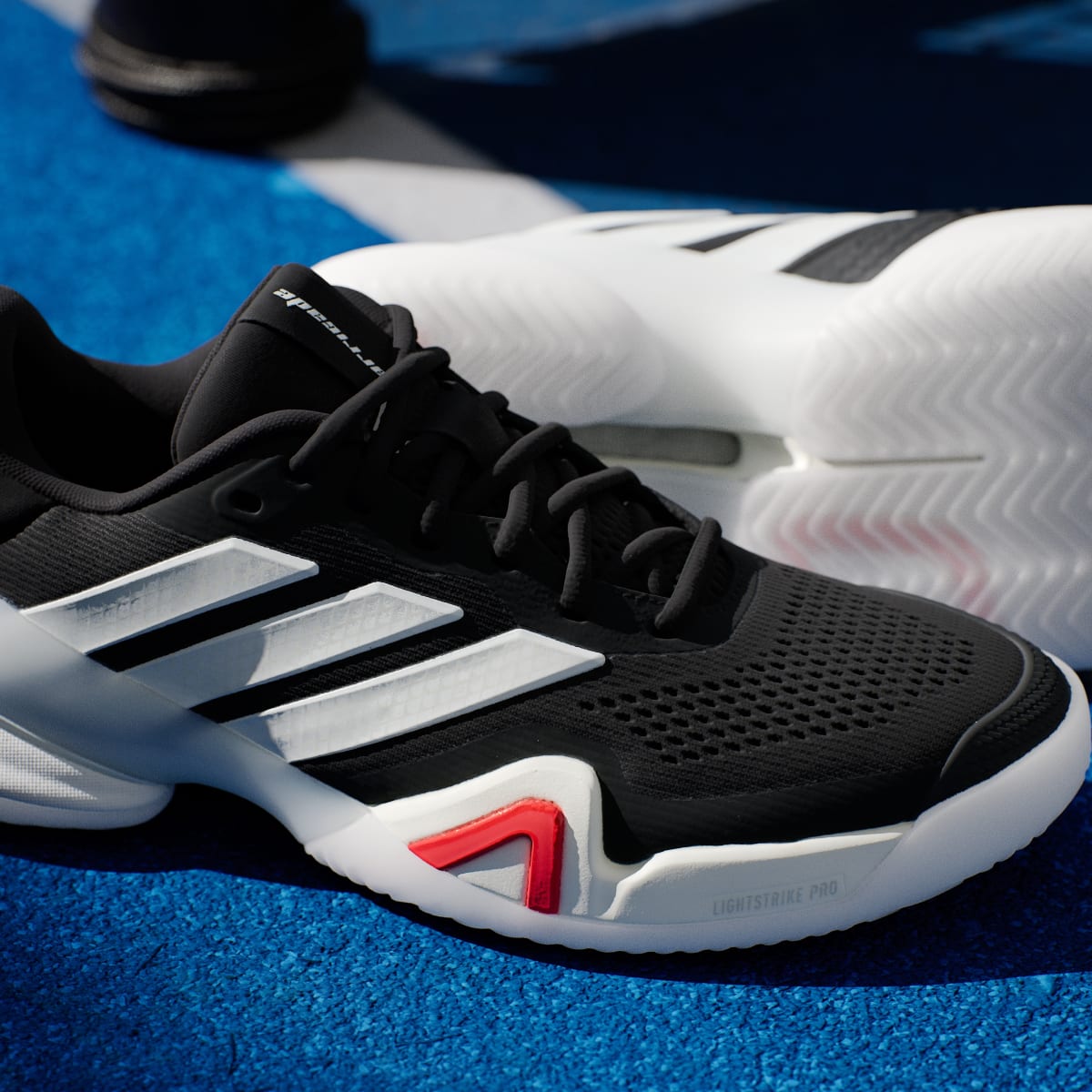 adidas Men's Barricade 14 Tennis Shoes - Core Black / Zero Metalic / Lucid Red
