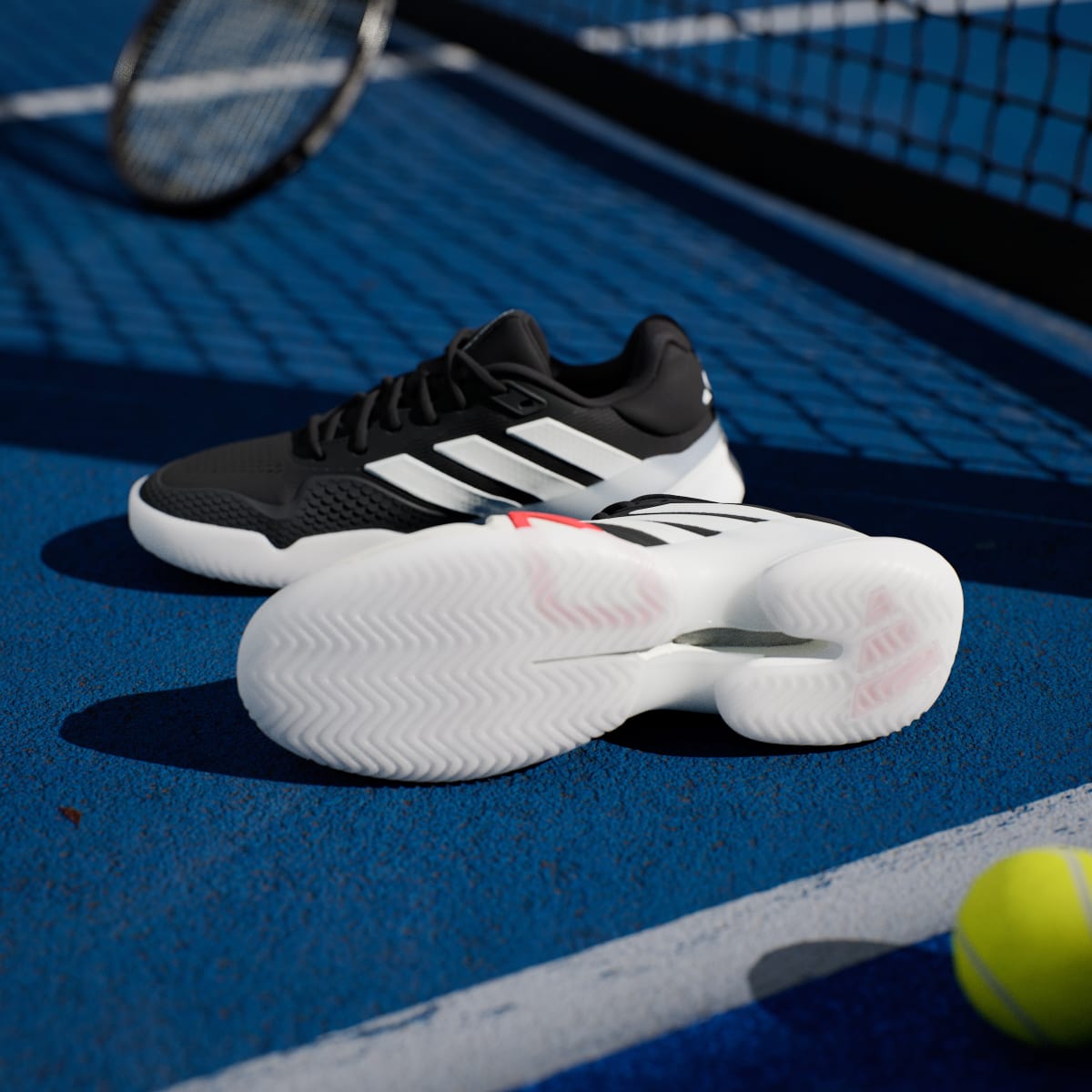 adidas Men's Barricade 14 Tennis Shoes - Core Black / Zero Metalic / Lucid Red