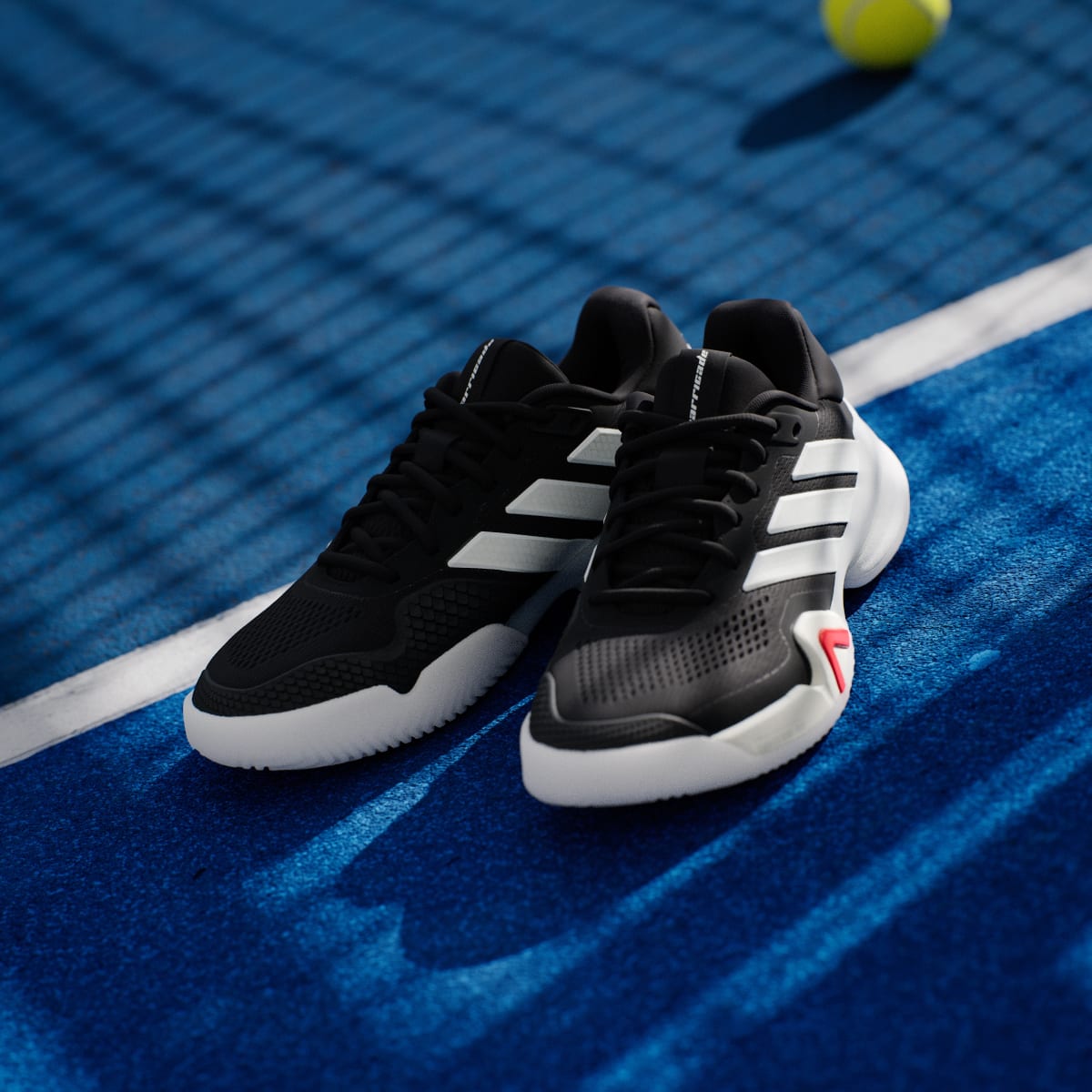adidas Men's Barricade 14 Tennis Shoes - Core Black / Zero Metalic / Lucid Red