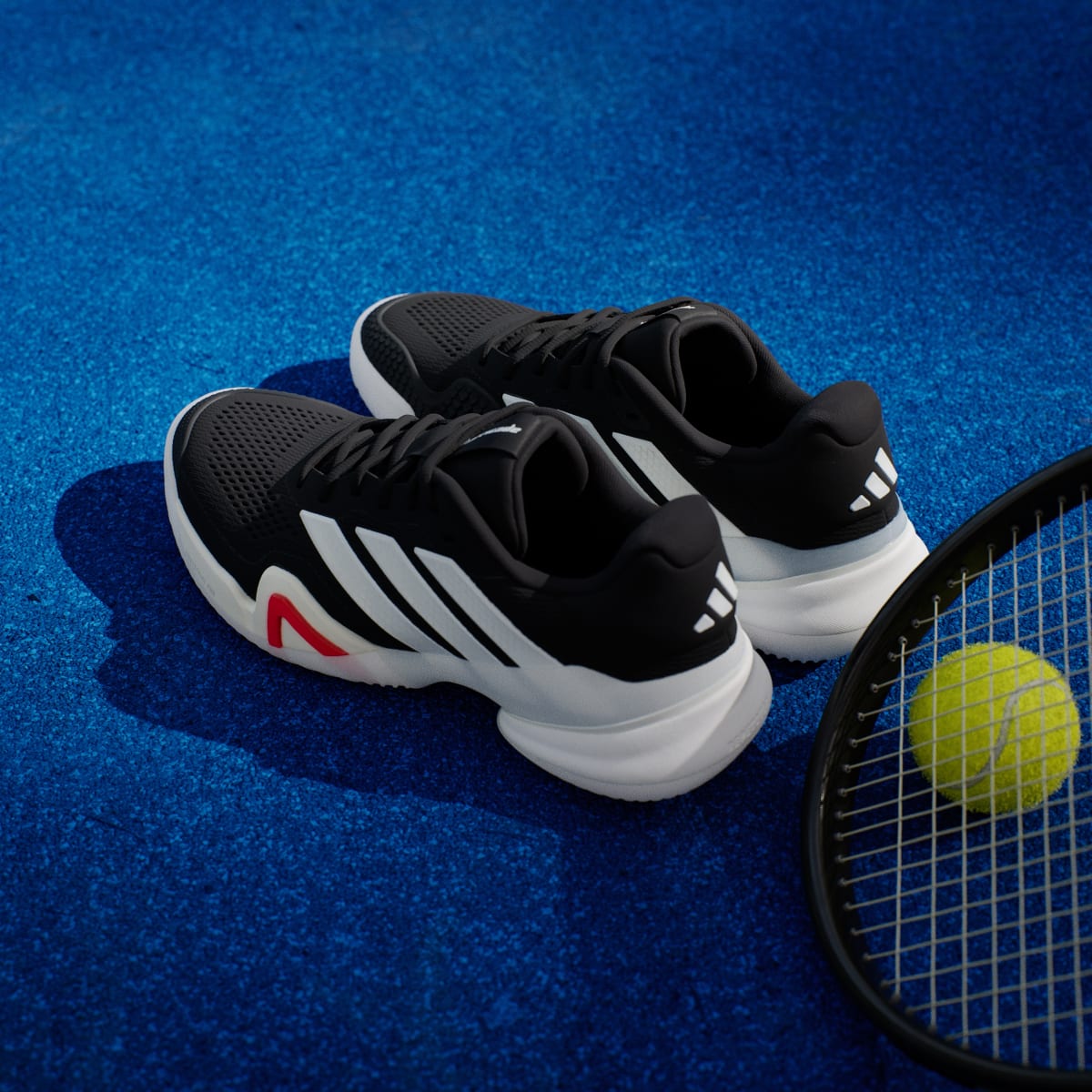 adidas Men's Barricade 14 Tennis Shoes - Core Black / Zero Metalic / Lucid Red