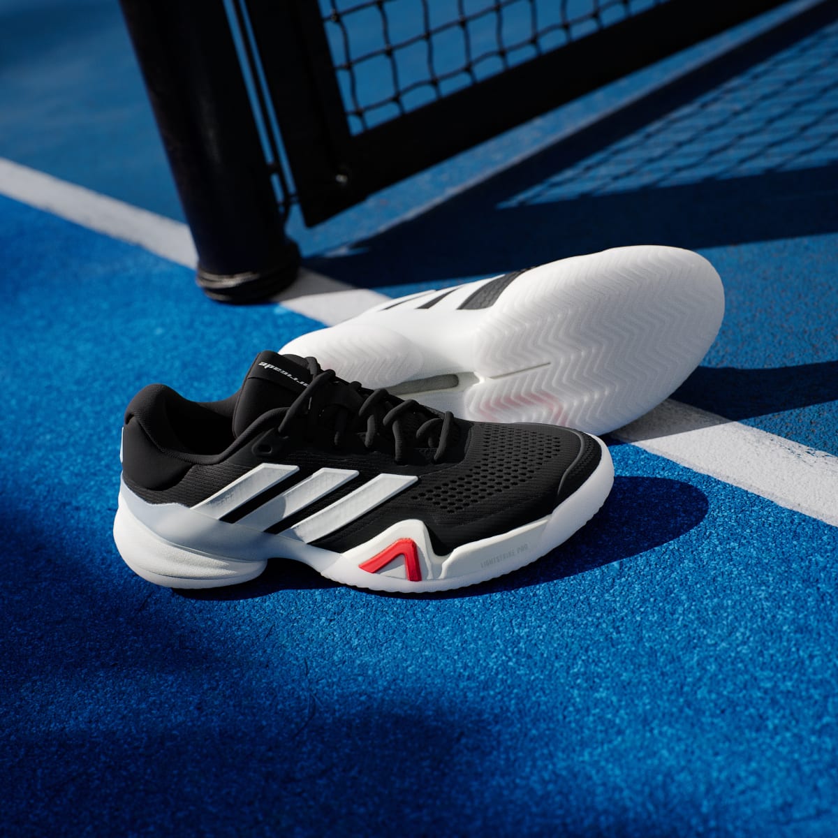 adidas Men's Barricade 14 Tennis Shoes - Core Black / Zero Metalic / Lucid Red