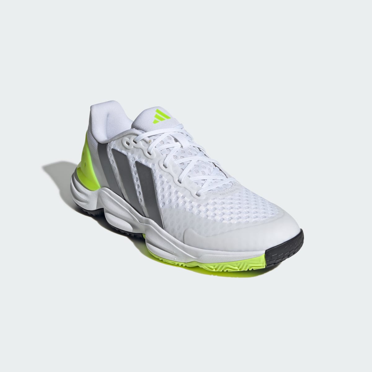 adidas Men's Court Pickleball 2 Shoes - Cloud White / Tech Grey Metallic / Lucid Lemon
