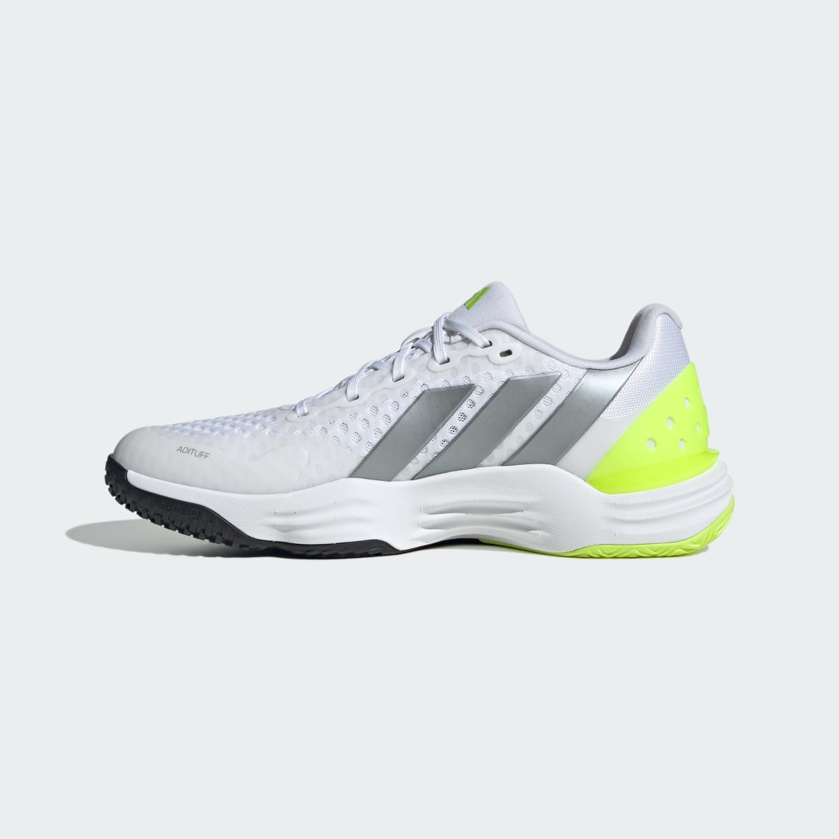 adidas Men's Court Pickleball 2 Shoes - Cloud White / Tech Grey Metallic / Lucid Lemon