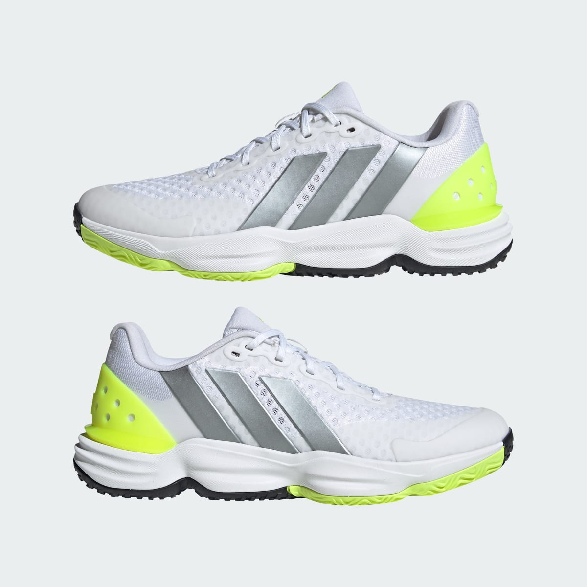 adidas Men's Court Pickleball 2 Shoes - Cloud White / Tech Grey Metallic / Lucid Lemon