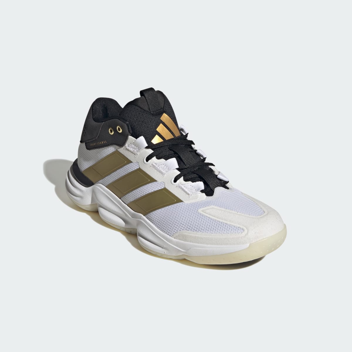 adidas Men's Court Stabil Indoor Shoes - Cloud White / Gold Metallic / Core Black