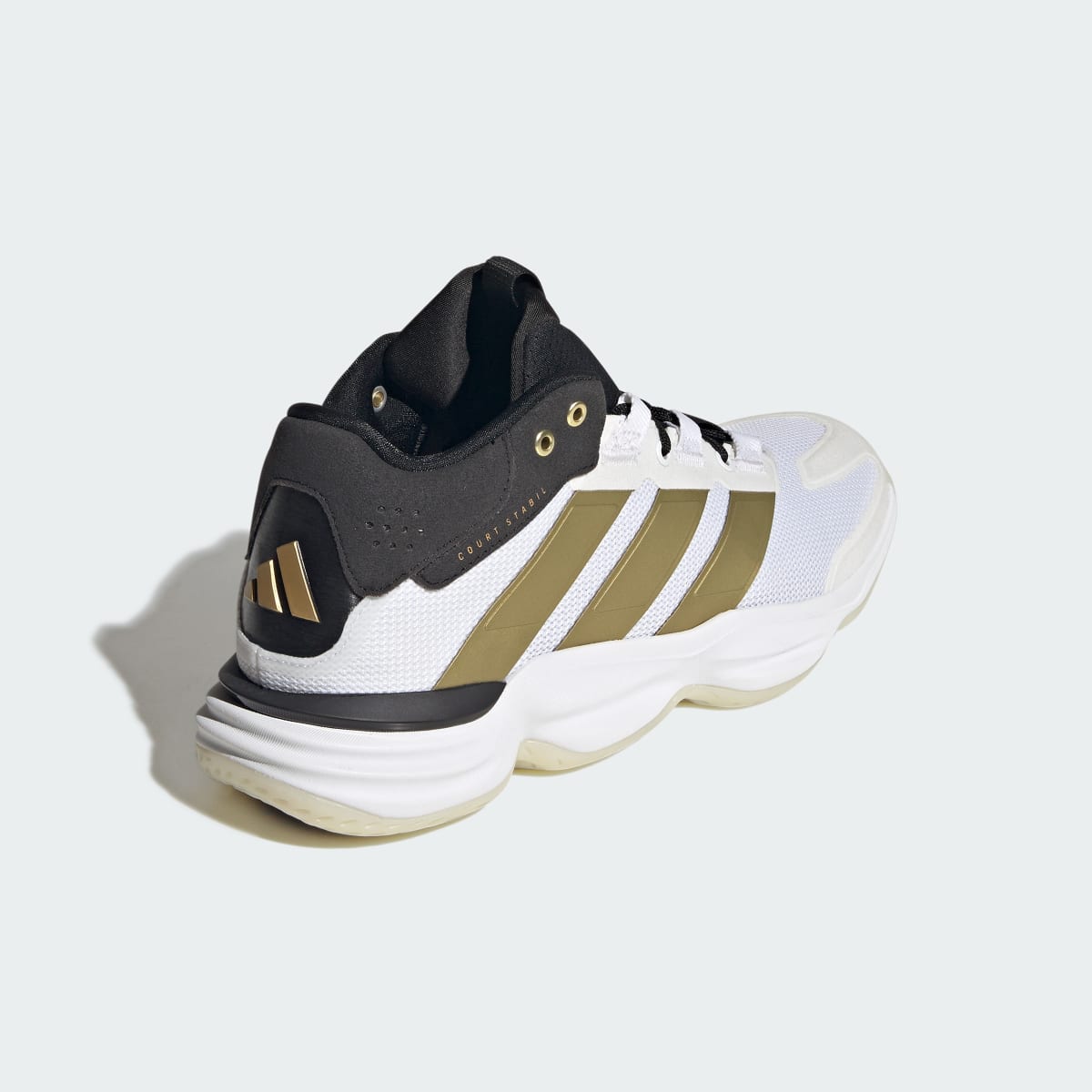 adidas Men's Court Stabil Indoor Shoes - Cloud White / Gold Metallic / Core Black