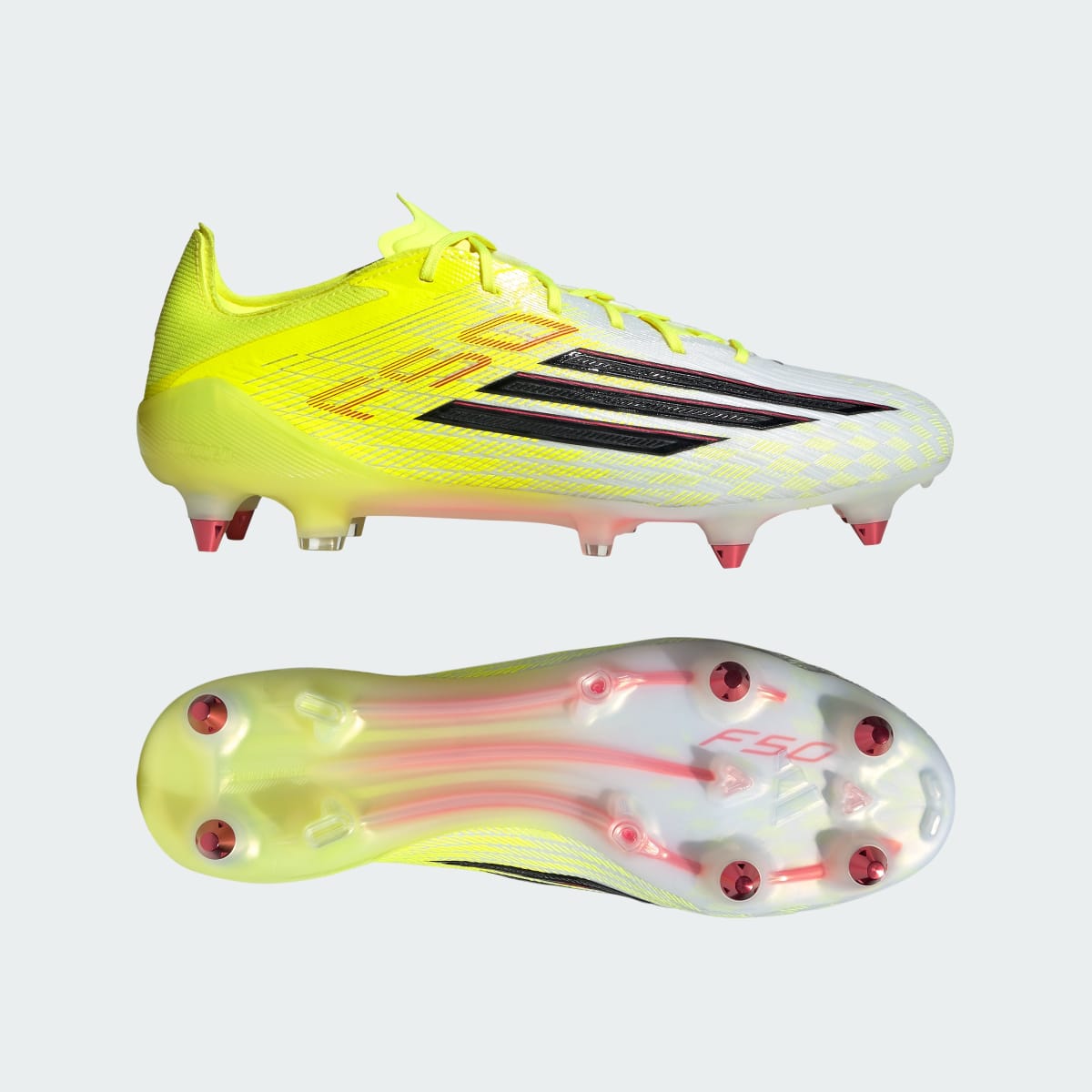 adidas Men's F50 Elite Soft Ground Soccer Cleats - Team Solar Yellow 2 / Core Black / Lucid Red