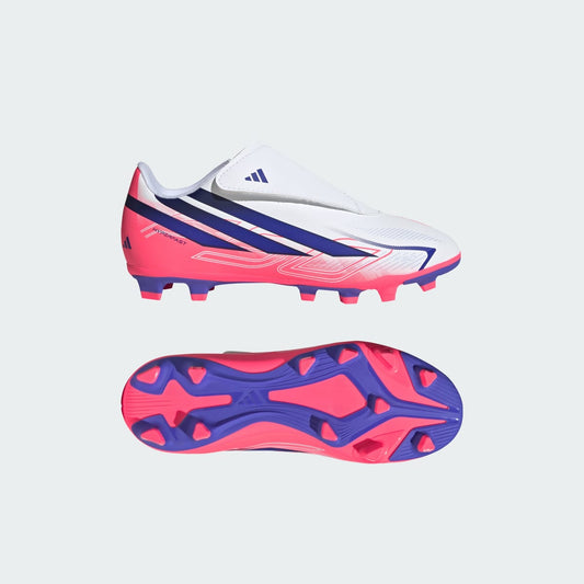 adidas Kids' F50 Hyperfast Club Velcro Firm Ground / Multi Ground Soccer Cleats - Cloud White / Solar Purple / Solar Turbo