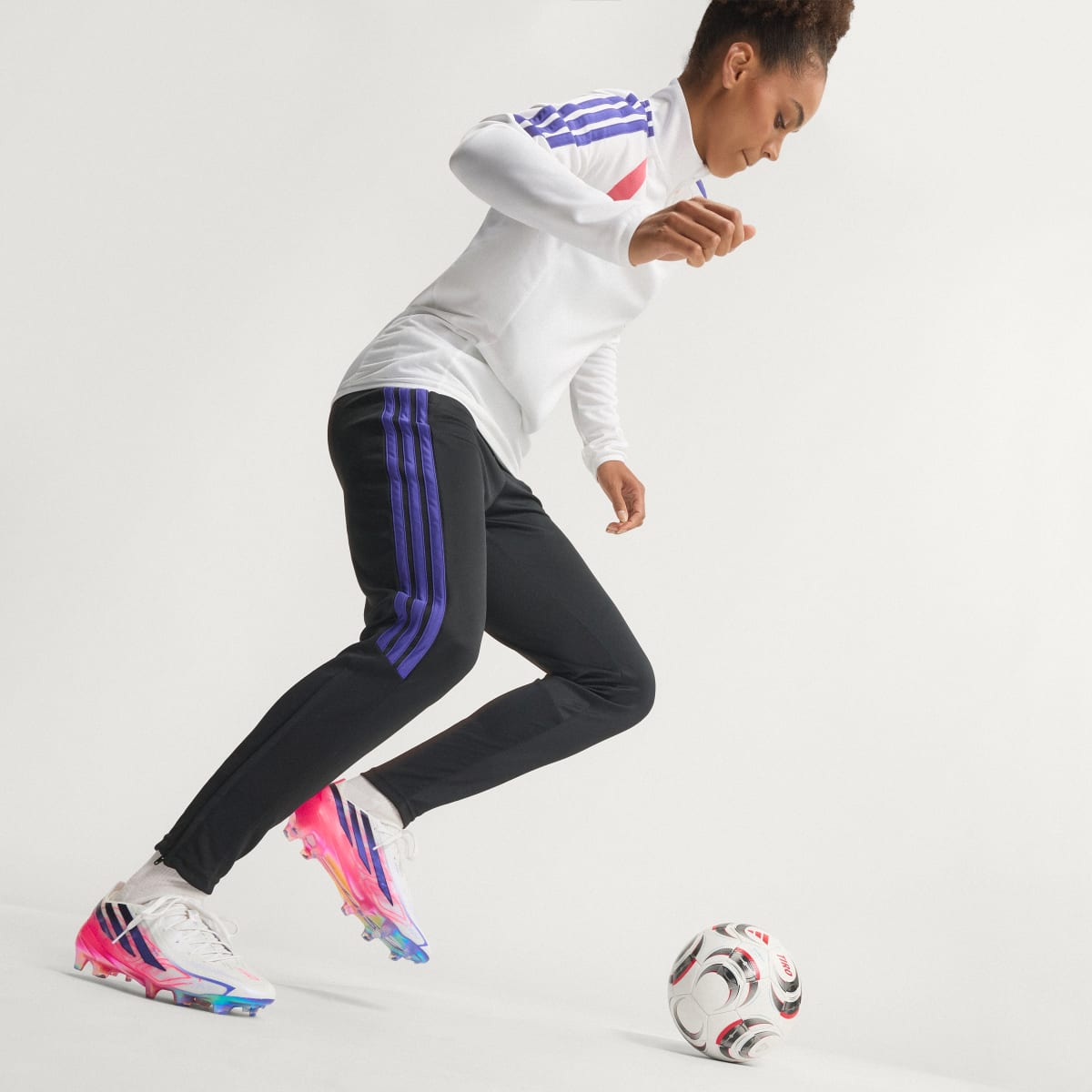 adidas Women's F50 Hyperfast Elite Firm Ground Soccer Cleats - Cloud White / Solar Purple / Solar Turbo