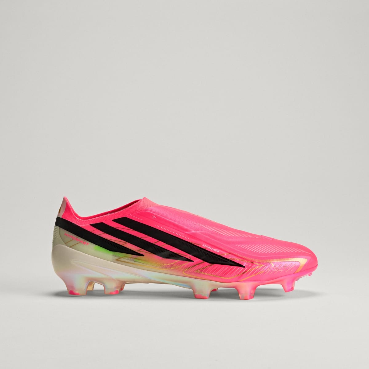 adidas Women's F50 Hyperfast Elite Laceless Firm Ground Soccer Cleats - Solar Turbo / Core Black / Gold Metallic