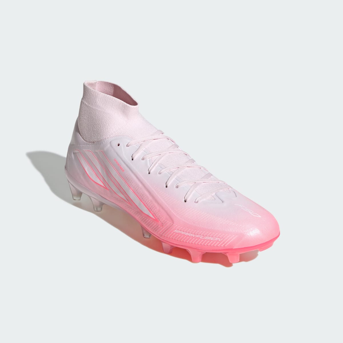 adidas Women's F50 Sparkfusion PRO Mid Cut Firm Ground / Artificial Ground Soccer Cleats Womens - Solar Turbo / Cloud White / Distilled Pink