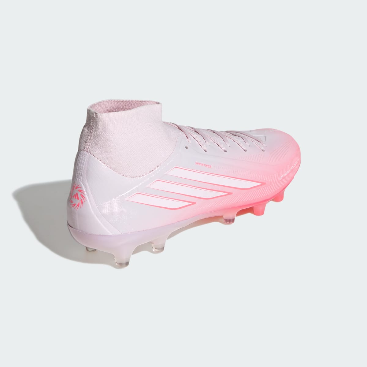 adidas Women's F50 Sparkfusion PRO Mid Cut Firm Ground / Artificial Ground Soccer Cleats Womens - Solar Turbo / Cloud White / Distilled Pink