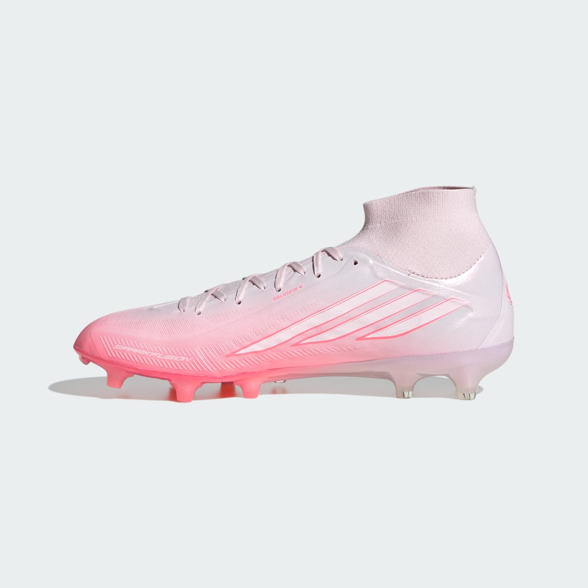 adidas Women's F50 Sparkfusion PRO Mid Cut Firm Ground / Artificial Ground Soccer Cleats Womens - Solar Turbo / Cloud White / Distilled Pink