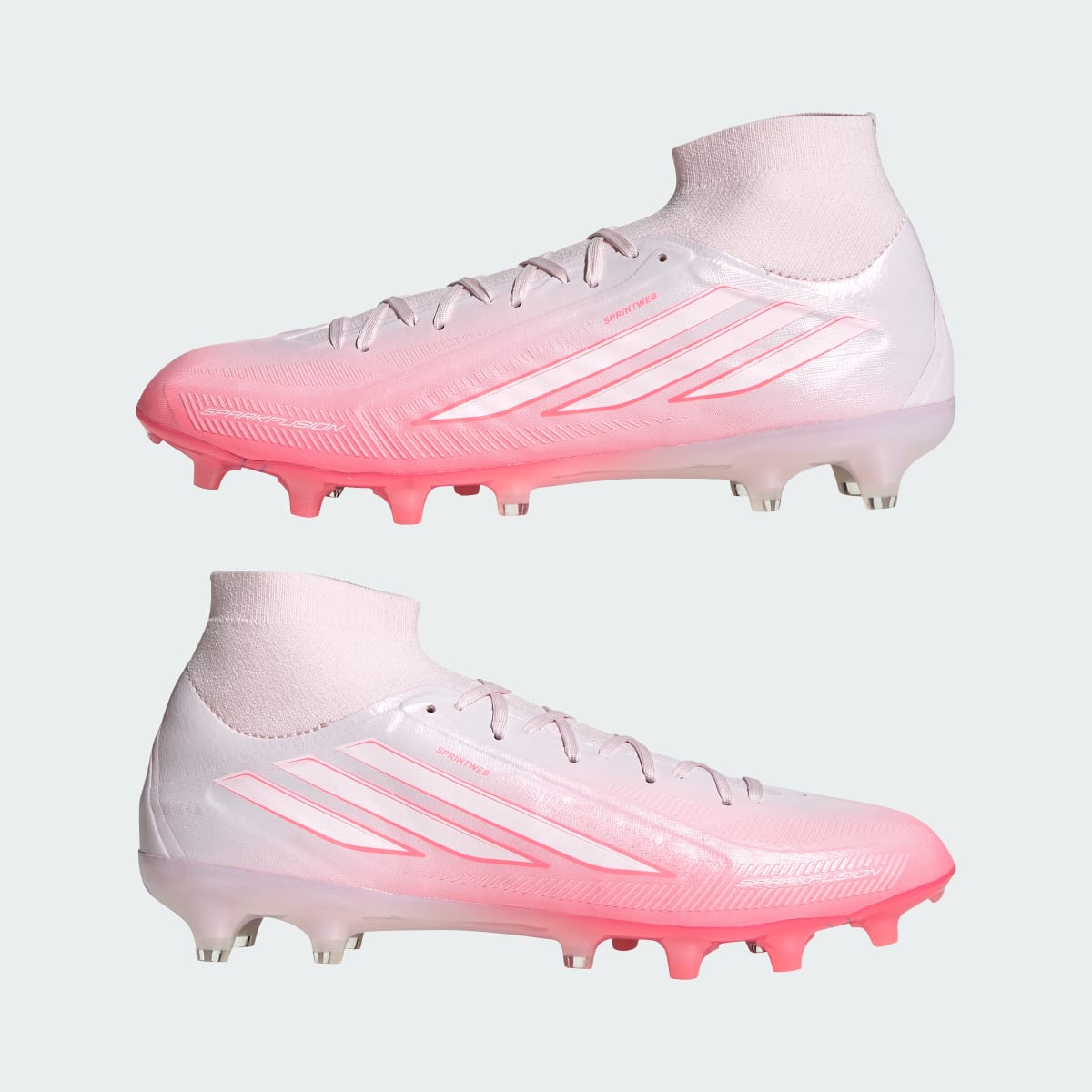 adidas Women's F50 Sparkfusion PRO Mid Cut Firm Ground / Artificial Ground Soccer Cleats Womens - Solar Turbo / Cloud White / Distilled Pink