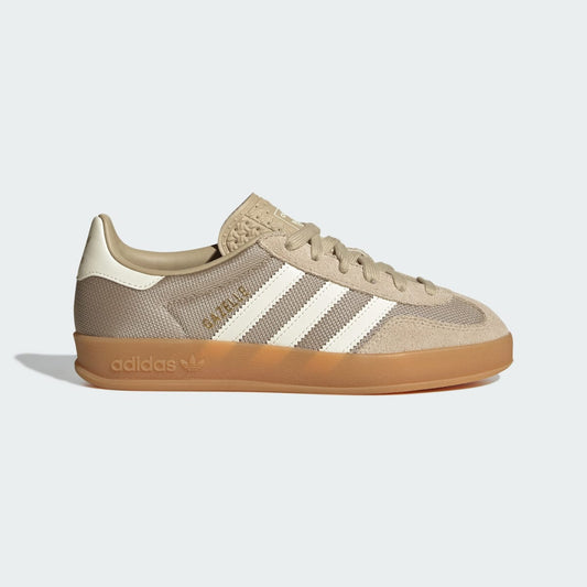 adidas Kids' Gazelle Indoor Shoes - Khaki Three / Off White / Gold Metallic