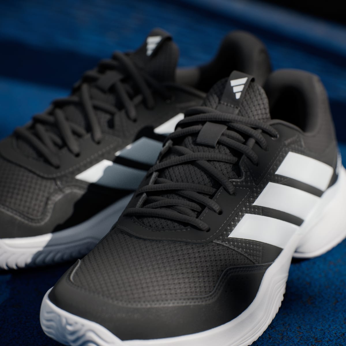 adidas Men's GameCourt 3 All Court Tennis Shoes - Core Black / Cloud White / Cloud White