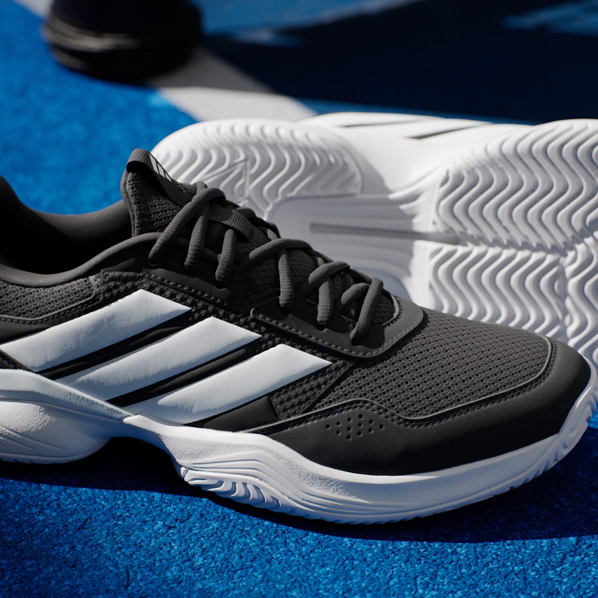 adidas Men's GameCourt 3 All Court Tennis Shoes - Core Black / Cloud White / Cloud White