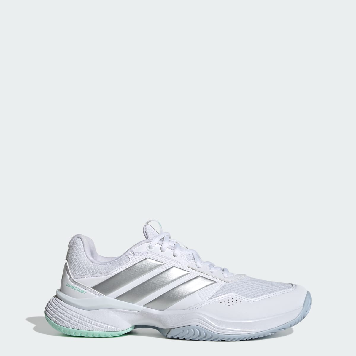 adidas Women's GameCourt 3 All Court Tennis Shoes - Cloud White / Silver Metallic / Ice Blue