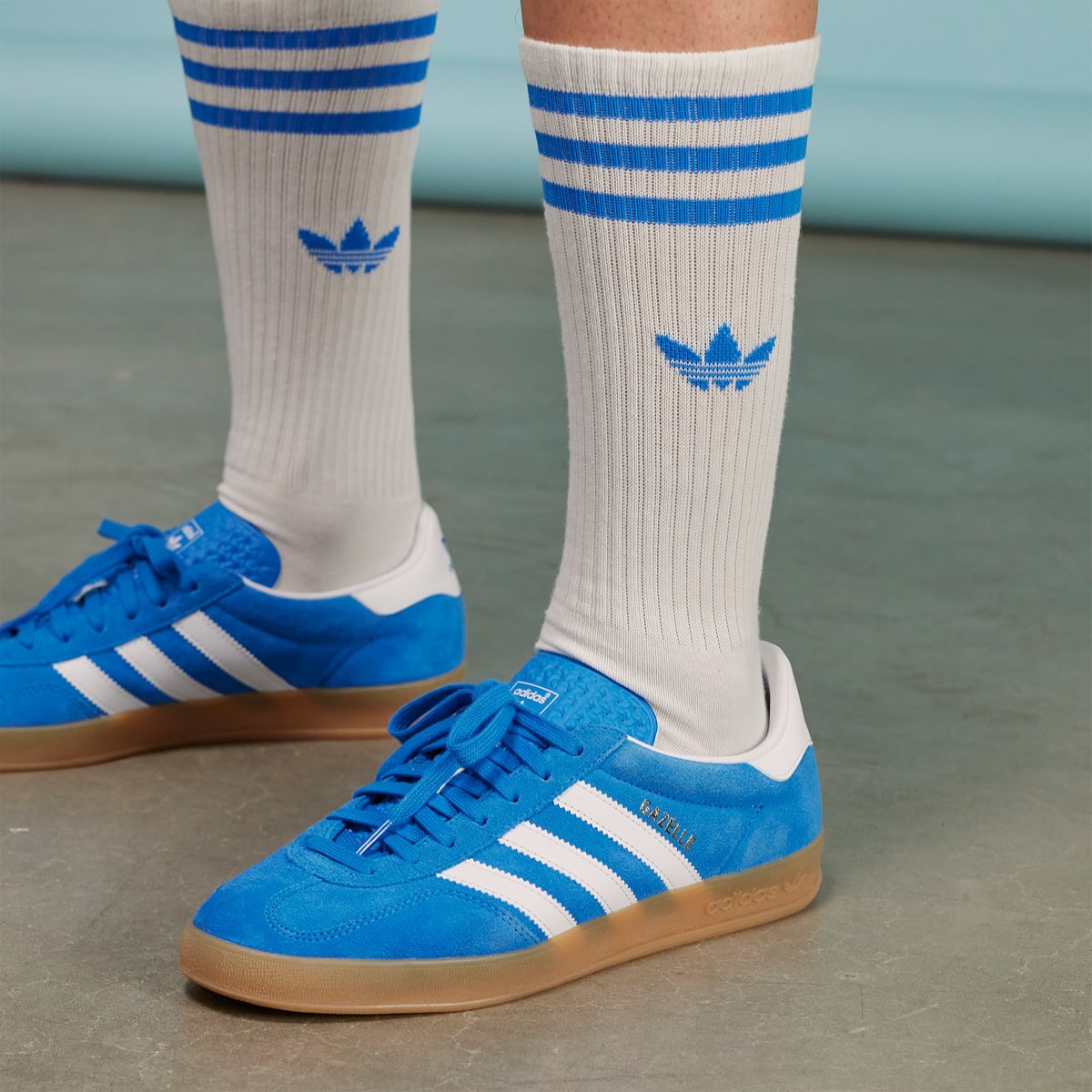 adidas Women's Gazelle Indoor Shoes - Blue Bird / Cloud White / Gum