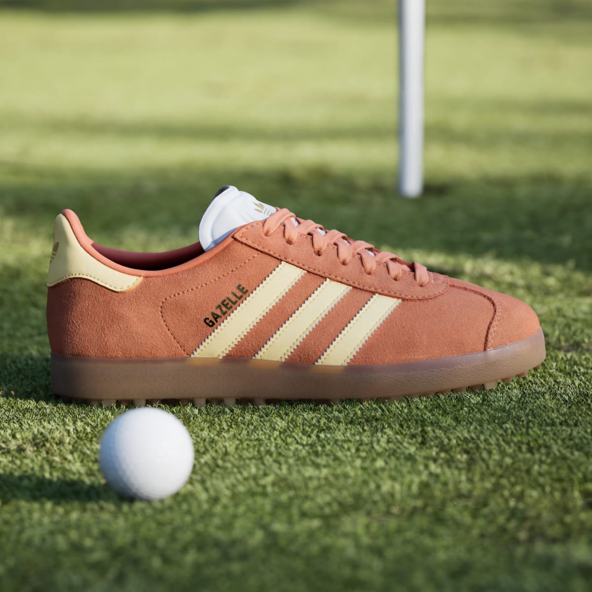adidas Women's Gazelle Spikeless Golf Shoes - Dusky Orange / Ice Tangerine / Cloud White