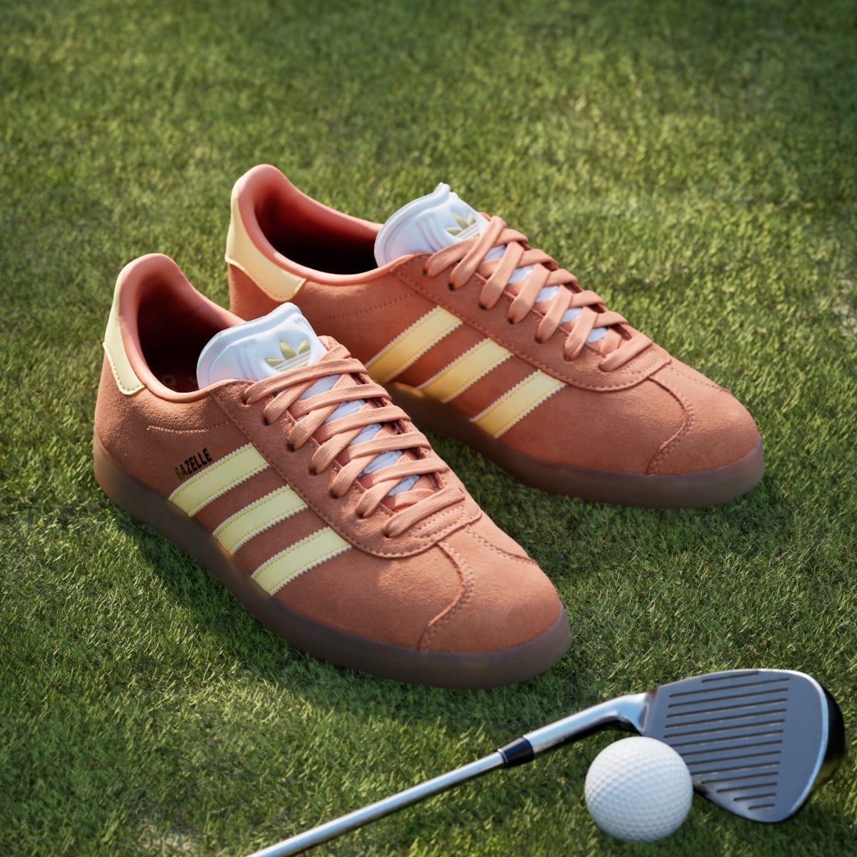 adidas Women's Gazelle Spikeless Golf Shoes - Dusky Orange / Ice Tangerine / Cloud White