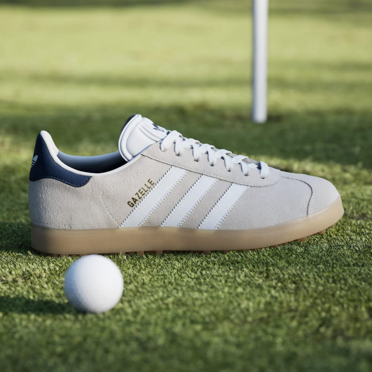 adidas Women's Gazelle Spikeless Golf Shoes - Chalk White / Cloud White / Night Indigo