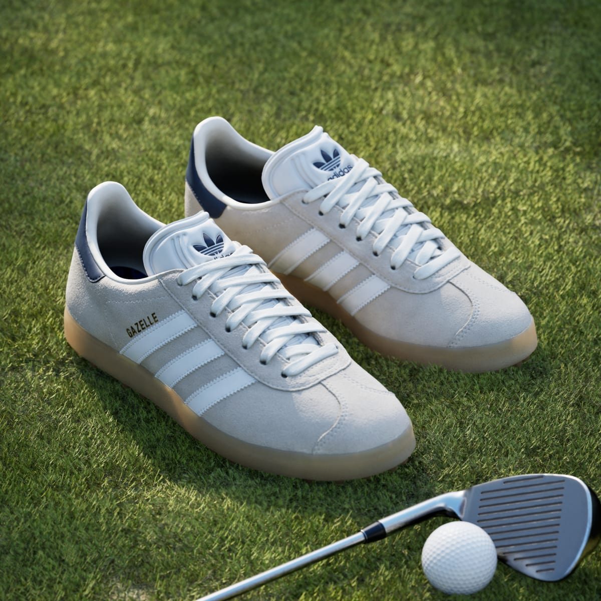 adidas Women's Gazelle Spikeless Golf Shoes - Chalk White / Cloud White / Night Indigo