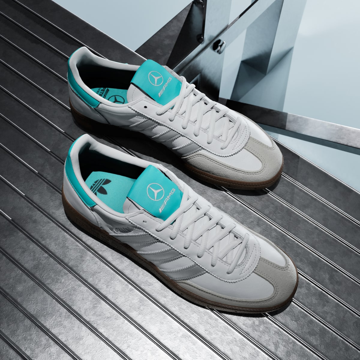 adidas Men's Handball Spezial Mercedes Shoes - Cloud White / Silver Metallic / Gum