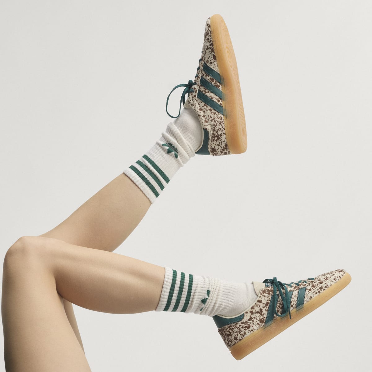adidas Women's Handball Spezial Shoes - Off White / Rich Green / Dark Brown