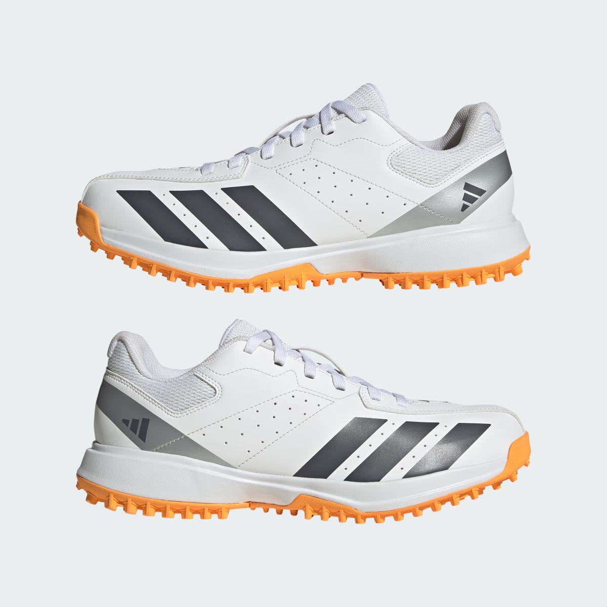 adidas Men's Howzat Spikeless Cricket Shoes - Cloud White / Aurora Onix / Lucid Tangerine