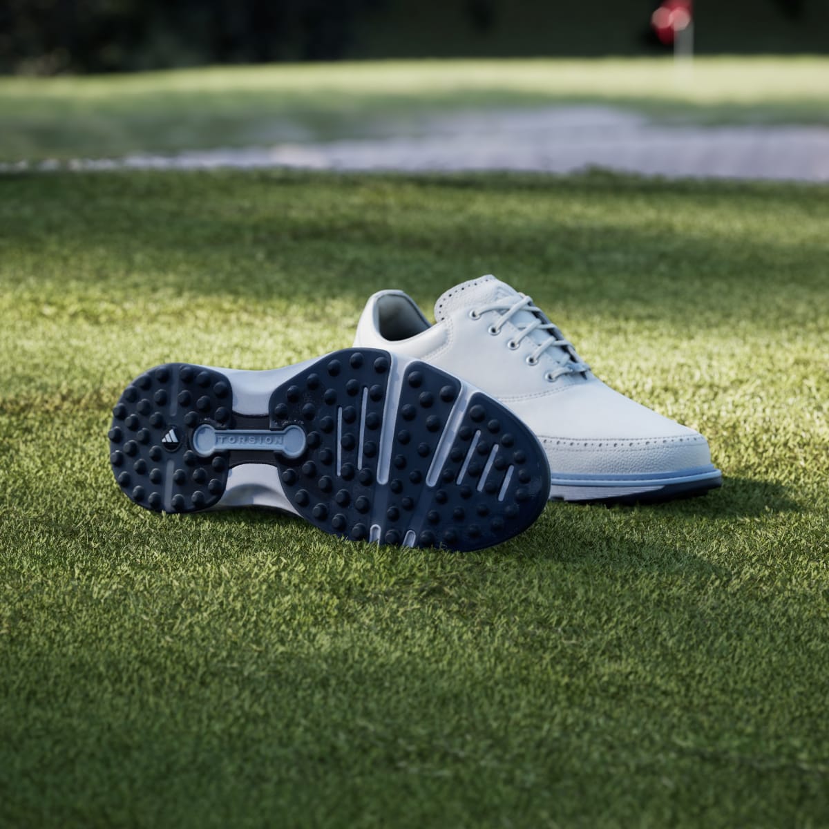 adidas Men's MC80 Spikeless Golf Shoes - Cloud White / Crystal Sky / Collegiate Navy