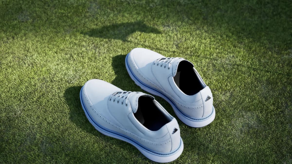 adidas Men's MC80 Spikeless Golf Shoes - Cloud White / Crystal Sky / Collegiate Navy