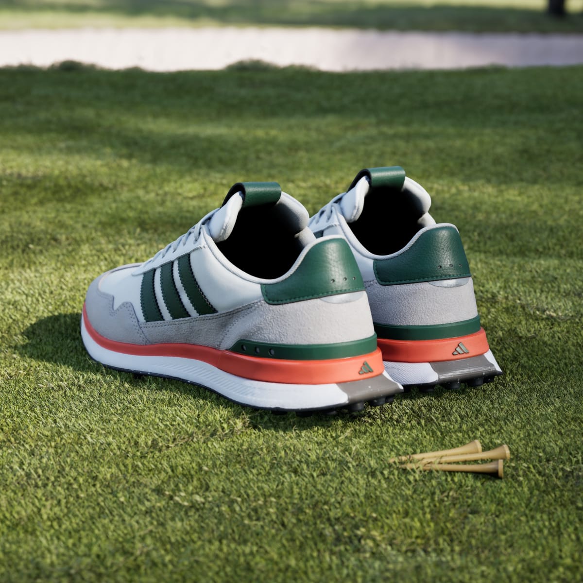 adidas Men's Miami Hurricanes S2G 26 Textile Spikeless Golf Shoes - Cloud White / None / None