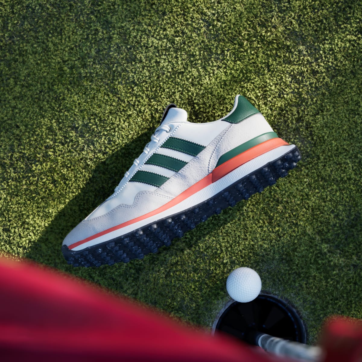 adidas Men's Miami Hurricanes S2G 26 Textile Spikeless Golf Shoes - Cloud White / None / None