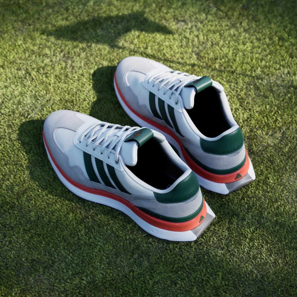 adidas Men's Miami Hurricanes S2G 26 Textile Spikeless Golf Shoes - Cloud White / None / None